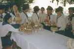  Getting offerings ready for a Thai religious holiday in Nakorn Srithammarat