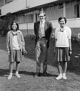 Kevin with two students at Surnaree School in Korat - 1971