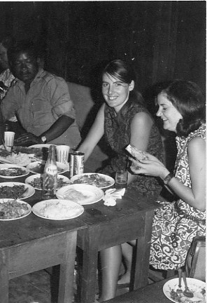 Maggie, a British volunteer and Renee Trent at party in Korat.