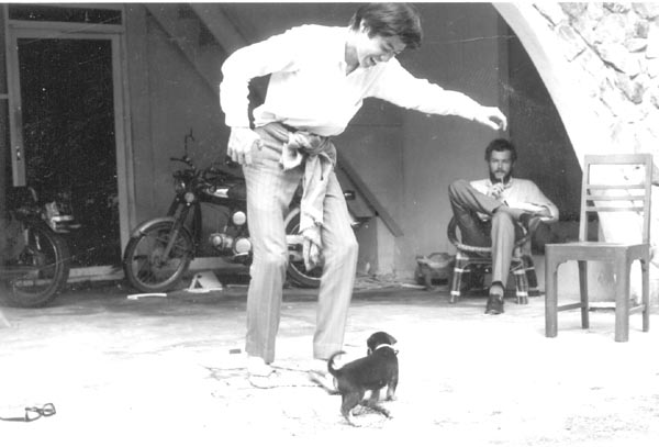 Ernie and Mike Schmuecker and mike's dog at house on Soi Aree.