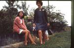 Pat Forsyth and Nancy Straky hiching a ride to Hilo